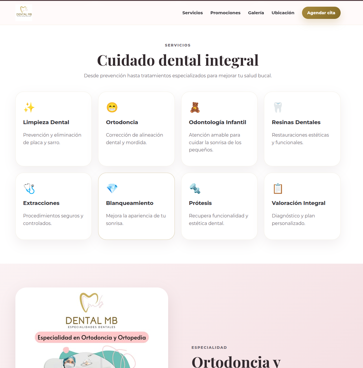 Demo de sitio para clínica dental