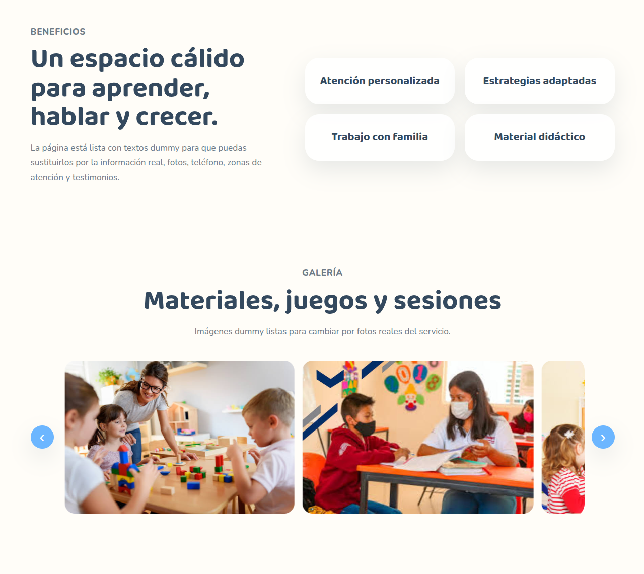 Demo de sitio para terapia infantil
